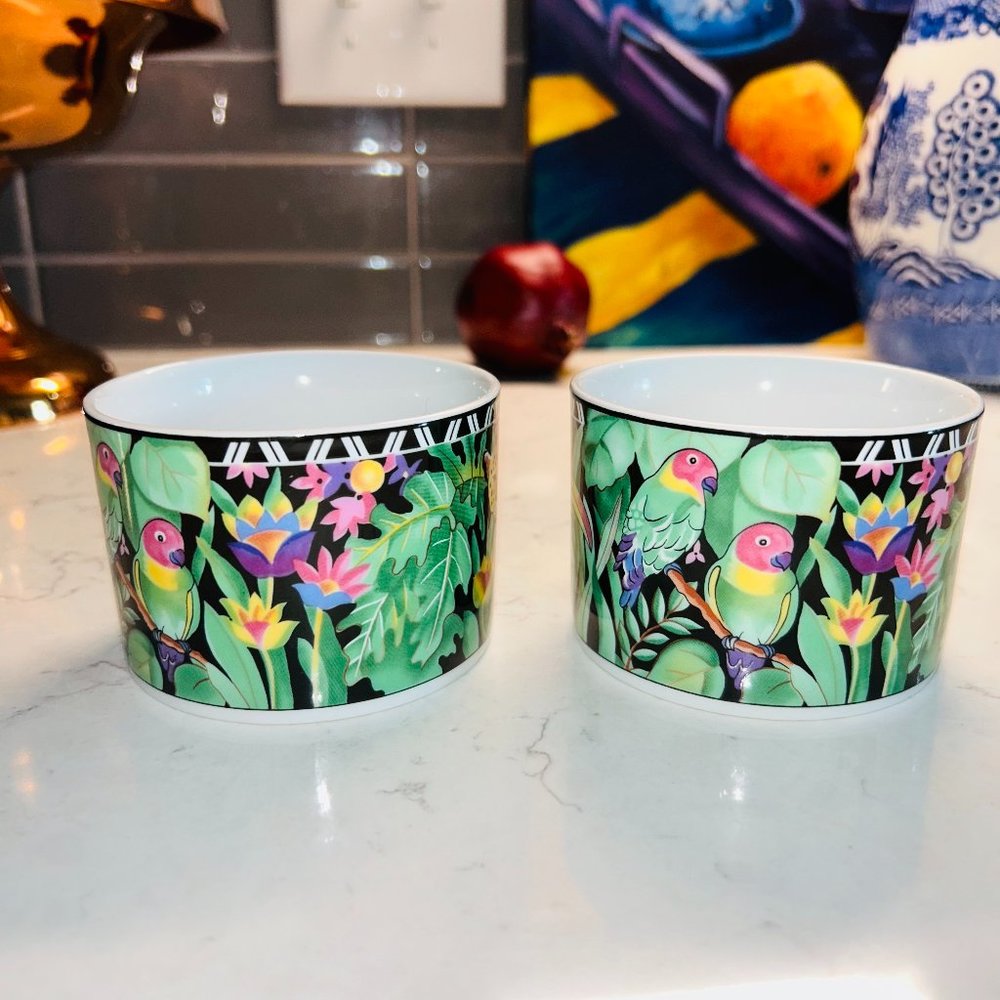 Set of 2 Sakura Magic Jungle Ultra Porcelain Flat Tea Coffee Cups
